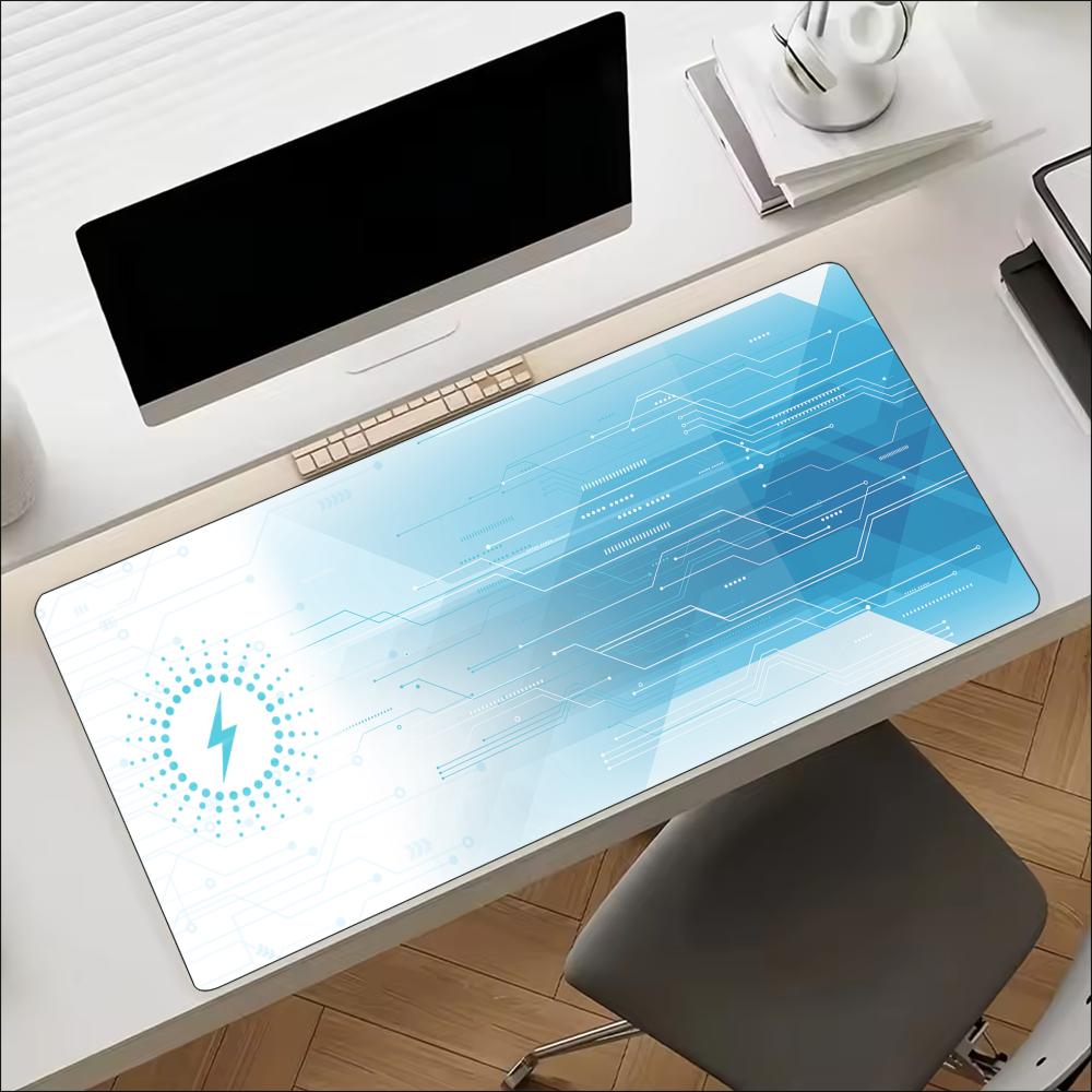Office Tech Gear - ブルーテック サーキットギアパターン 拡張マウスパッド 滑り止めゴム製デスクマット ゲーミングノートパソコンキーボードおよびホームオフィスセットアップ用