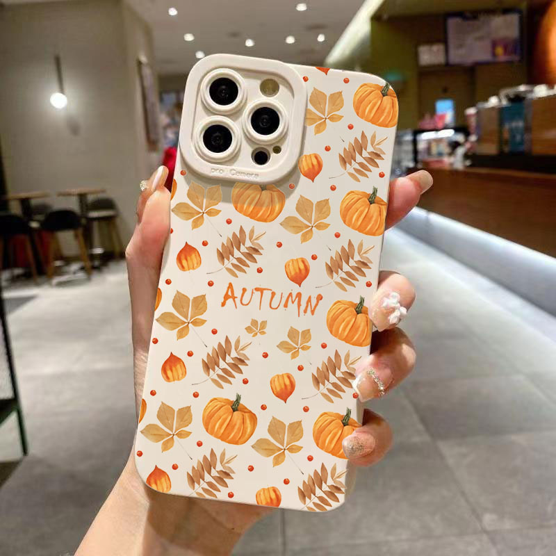 Receipt Printer Thermal - 秋の紅葉とカボチャ柄デザインのXiaomi 14T Pro、13、12、11 Lite 5G、15、14、13、13T、12T用ソフトシリコンケース