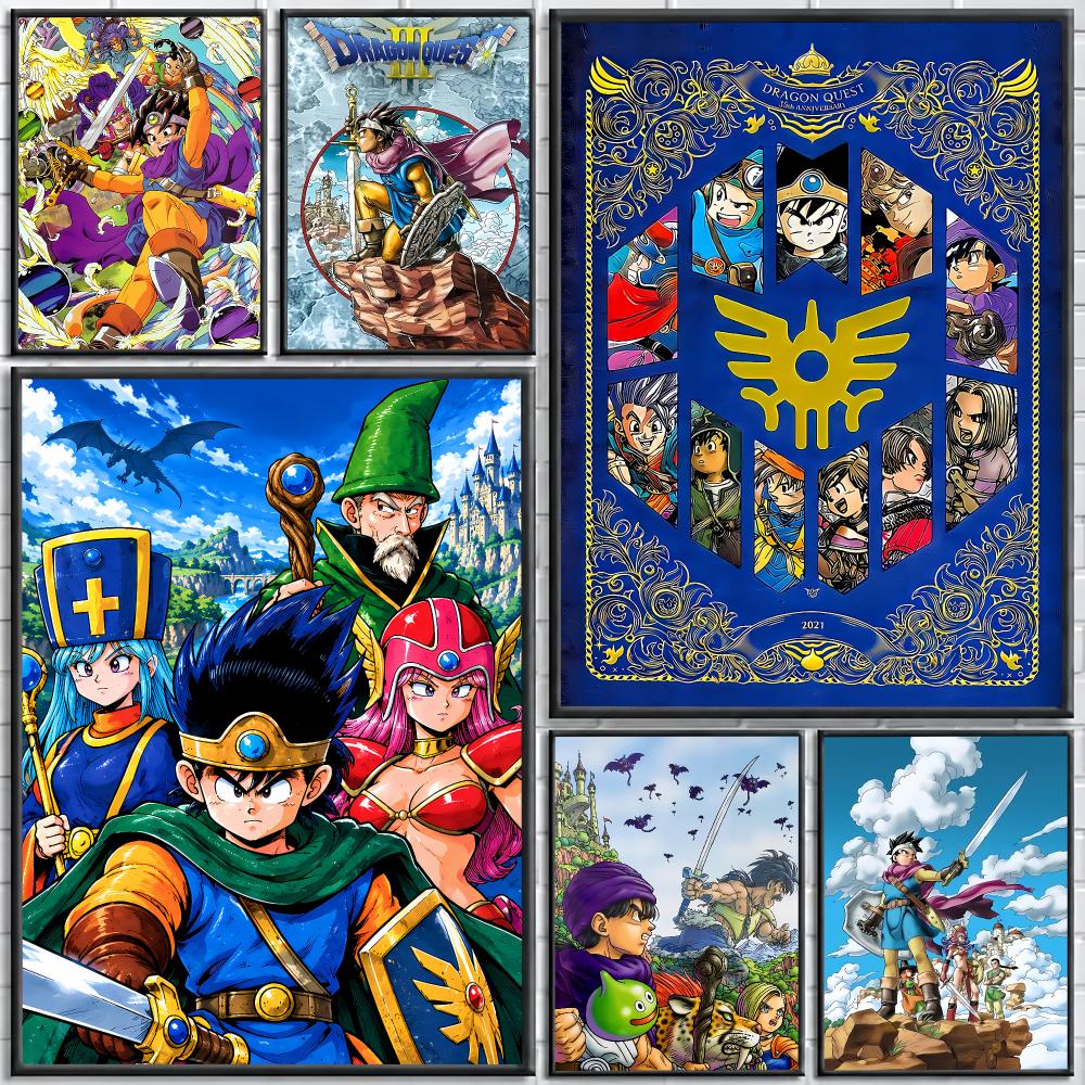Office Quest - ゲーム「D-Dragon Q-Quest」の絵画、書道風のデザインが施された、おしゃれなキャンバスポスター。リビング、寝室、カフェ、オフィスなどのインテリアや、ギフトに最適。