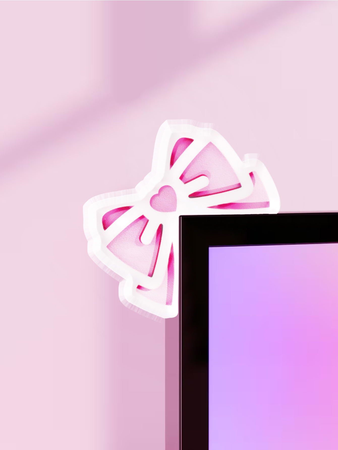 かわいいリボンモニター装飾、ピンクのアクリル製リボン、PCア - Office Technologies のレビューと価格